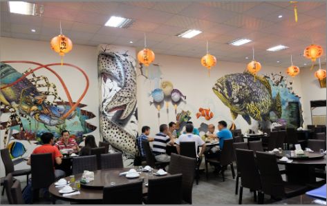光泽海鲜餐厅墙体彩绘